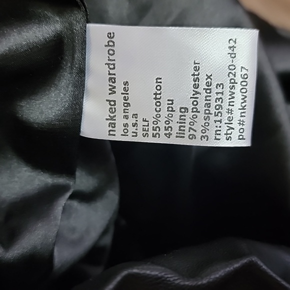 NAKED WARDROBE *RARE* The Statement Runway Ruched Faux Leather Large Dress - Picture 10 of 10